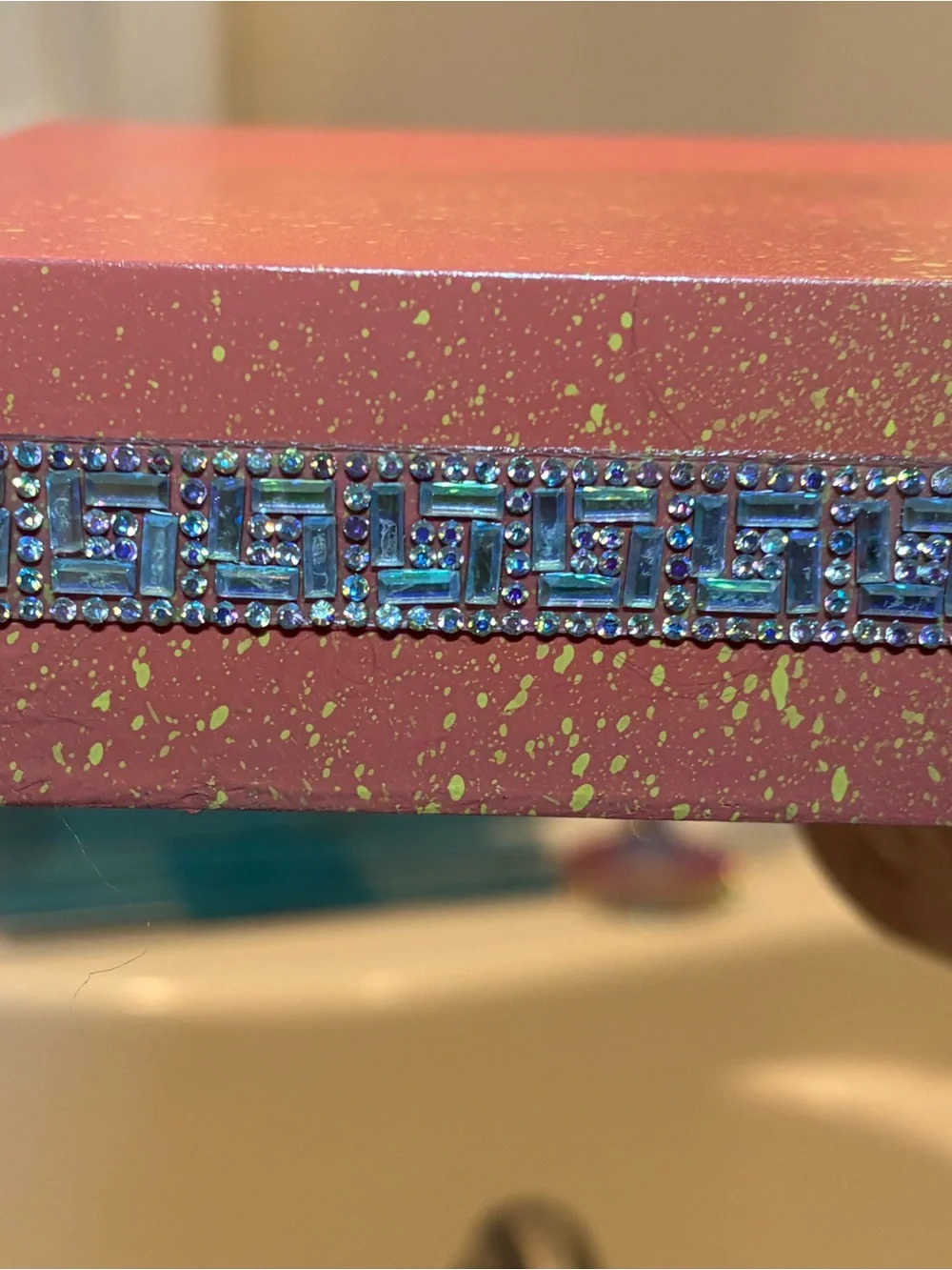 Vibrant Blue Table Lamp with Rhinestone accents w/bulb & shade FREE GIFT!